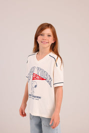 FOX בנות חולצה קצרה חולצה ממותגת סנופי חולצה ממותגת סנופי