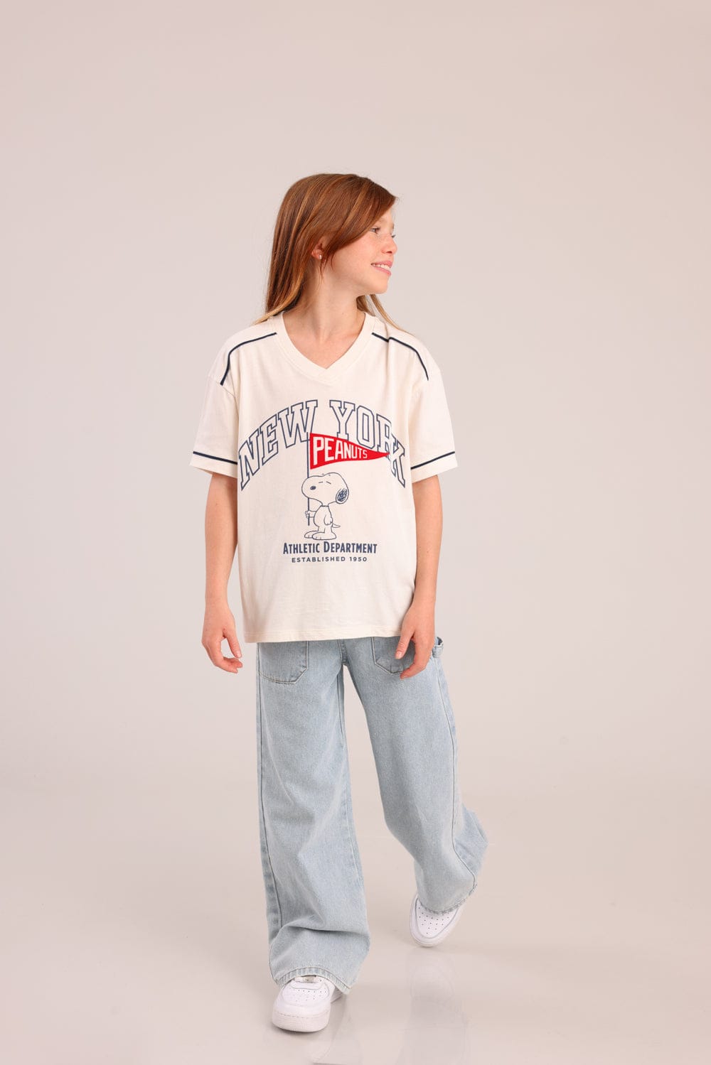 FOX בנות חולצה קצרה חולצה ממותגת סנופי חולצה ממותגת סנופי