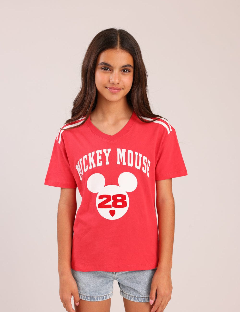 FOX בנות חולצה קצרה חולצה ממותגת מיקי מאוס דיסני חולצה ממותגת מיקי מאוס דיסני