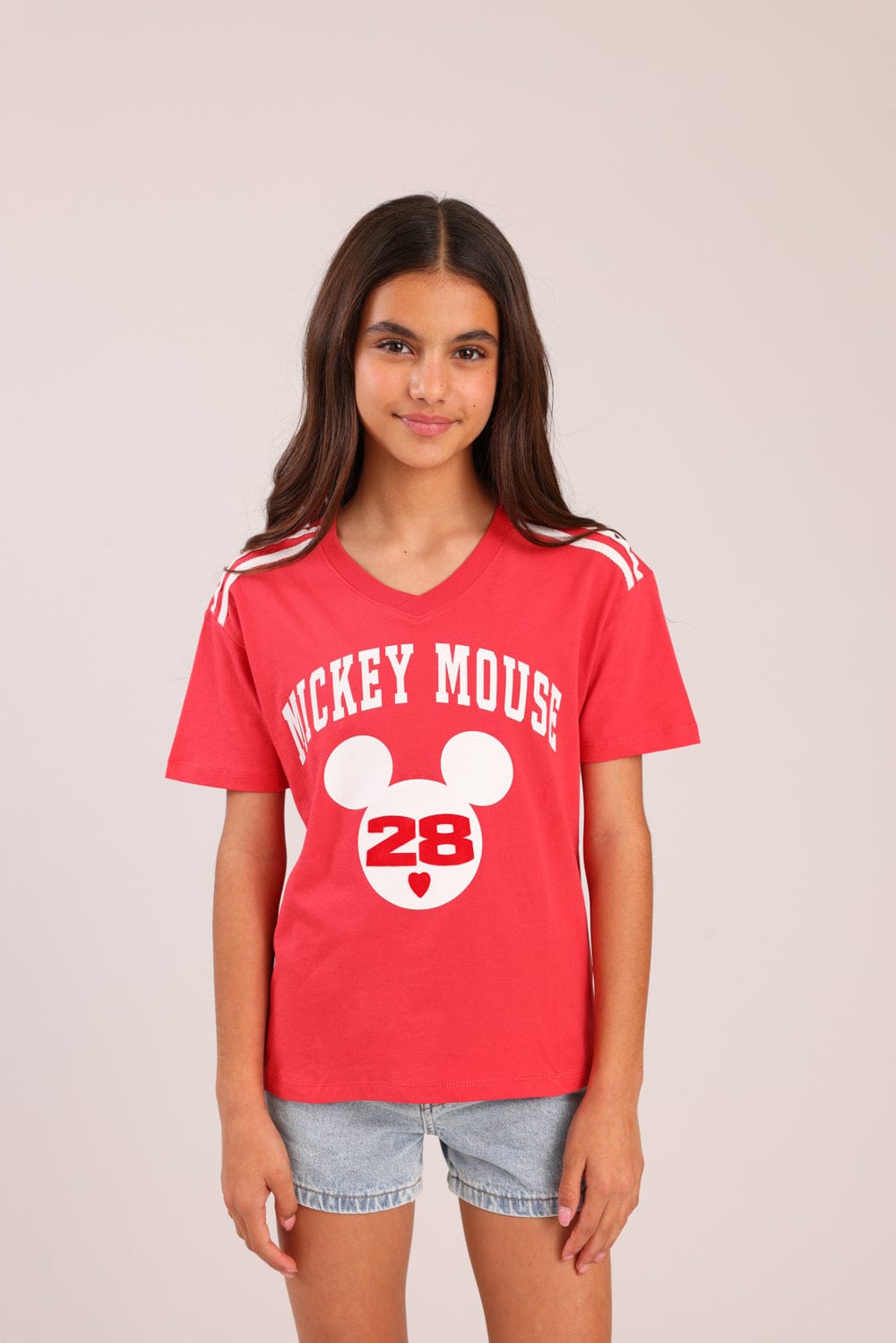 FOX בנות חולצה קצרה חולצה ממותגת מיקי מאוס דיסני חולצה ממותגת מיקי מאוס דיסני
