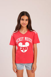 FOX בנות חולצה קצרה חולצה ממותגת מיקי מאוס דיסני חולצה ממותגת מיקי מאוס דיסני