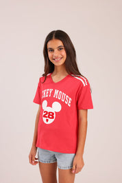 FOX בנות חולצה קצרה חולצה ממותגת מיקי מאוס דיסני חולצה ממותגת מיקי מאוס דיסני