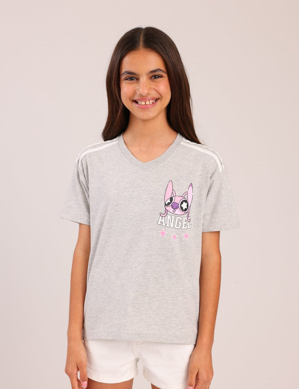 FOX בנות חולצה קצרה חולצה ממותגת סטיץ' דיסני חולצה ממותגת סטיץ' דיסני