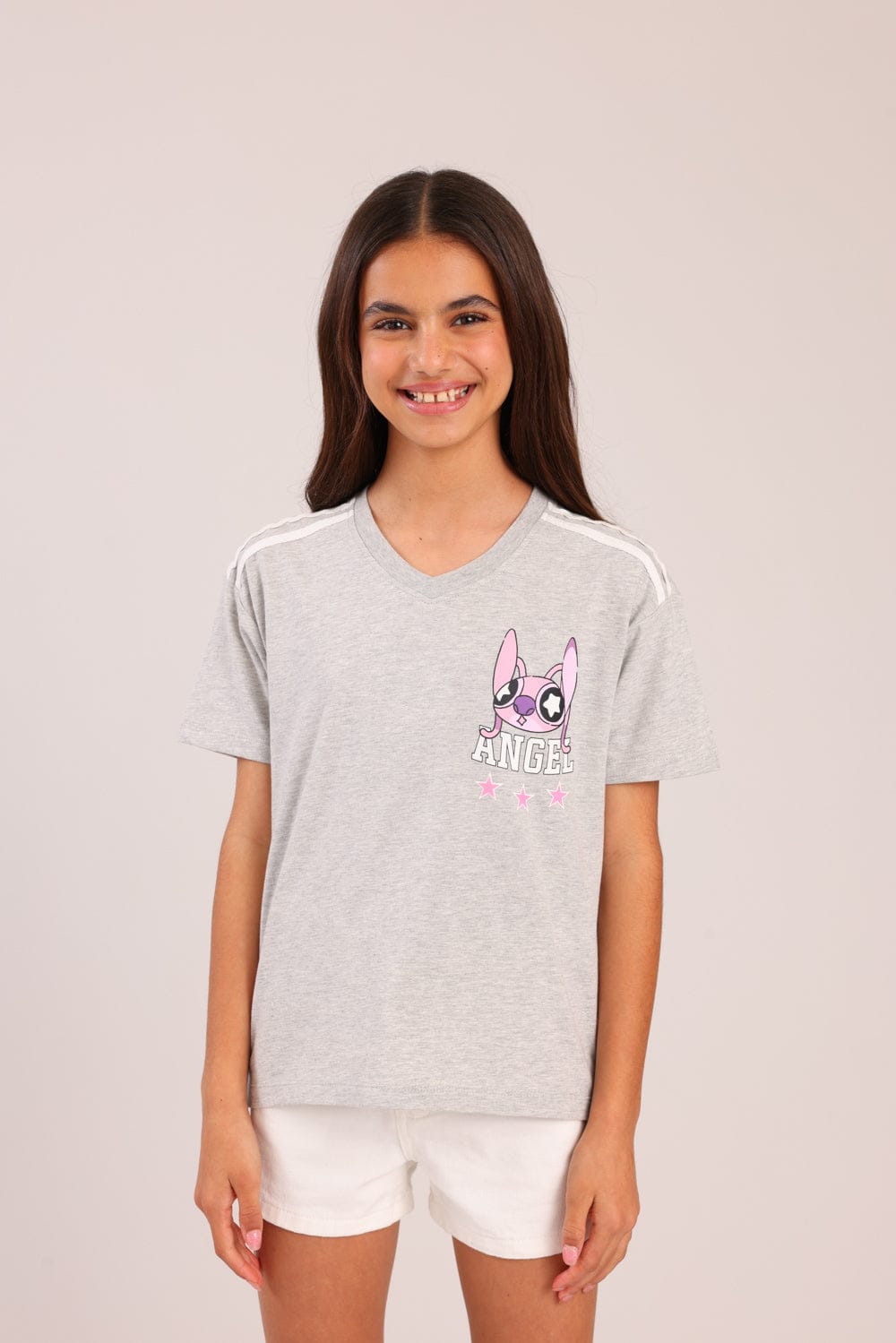 FOX בנות חולצה קצרה חולצה ממותגת סטיץ' דיסני חולצה ממותגת סטיץ' דיסני