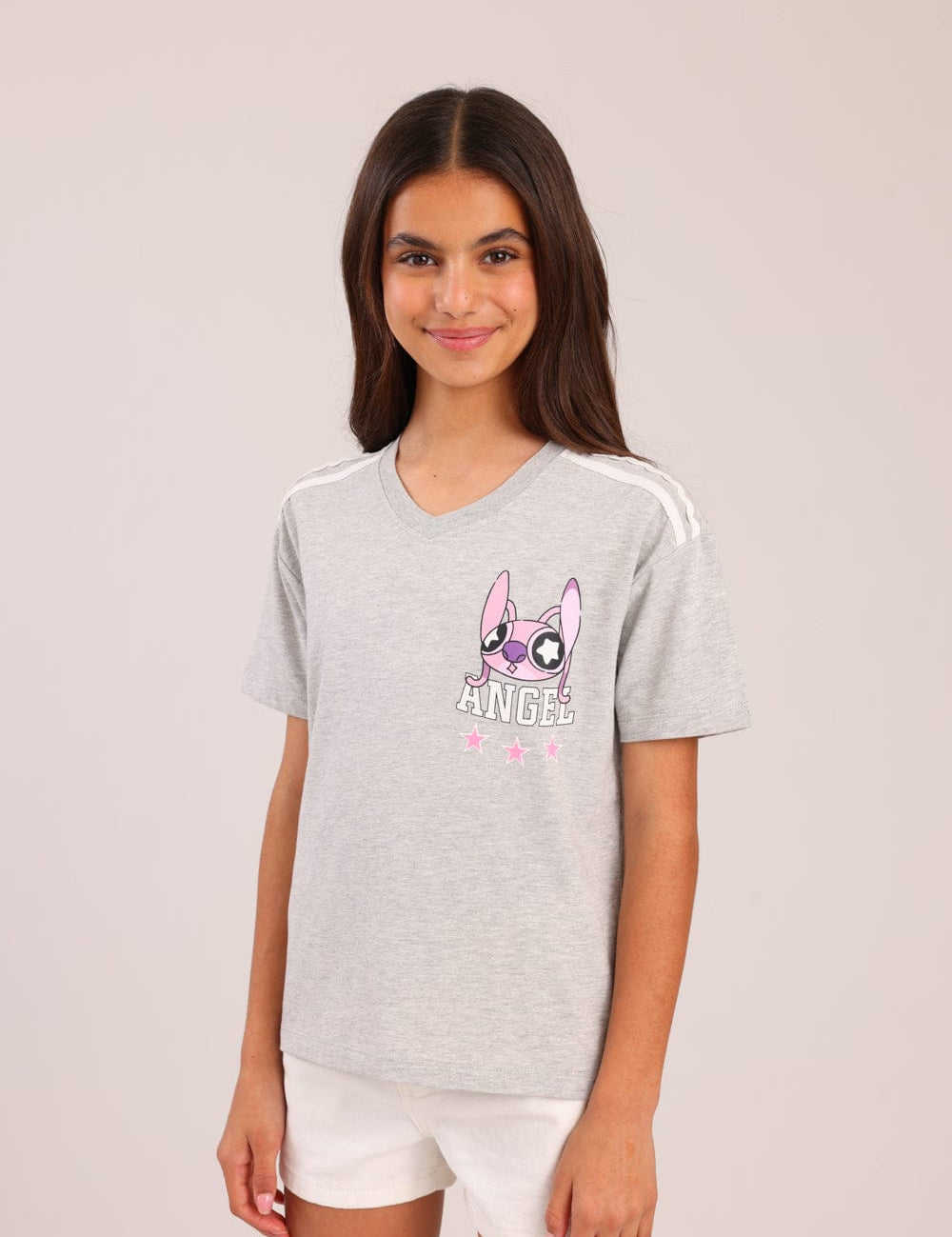 FOX בנות חולצה קצרה חולצה ממותגת סטיץ' דיסני חולצה ממותגת סטיץ' דיסני