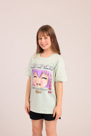 FOX בנות חולצה קצרה חולצה עם הדפס חולצה עם הדפס