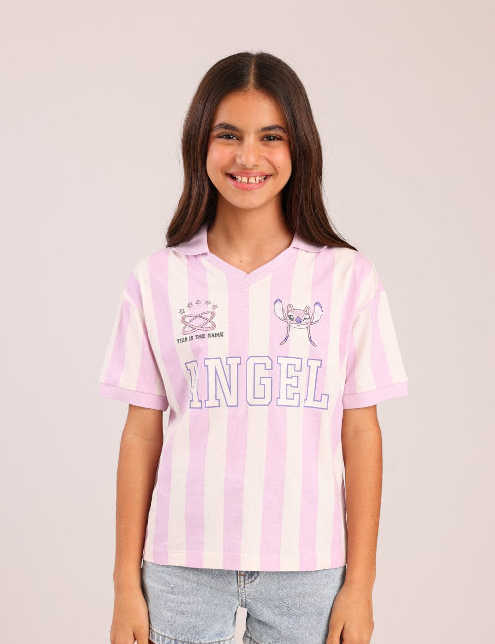 FOX בנות חולצה קצרה חולצה ממותגת סטיץ' דיסני חולצה ממותגת סטיץ' דיסני