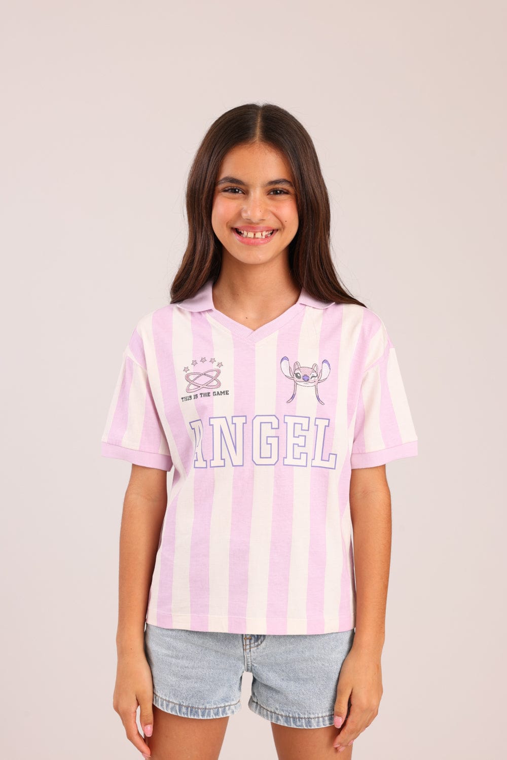 FOX בנות חולצה קצרה חולצה ממותגת סטיץ' דיסני חולצה ממותגת סטיץ' דיסני