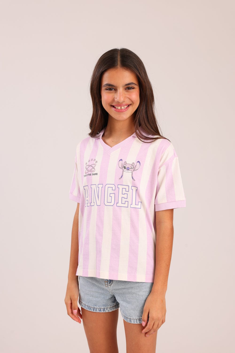 FOX בנות חולצה קצרה חולצה ממותגת סטיץ' דיסני חולצה ממותגת סטיץ' דיסני