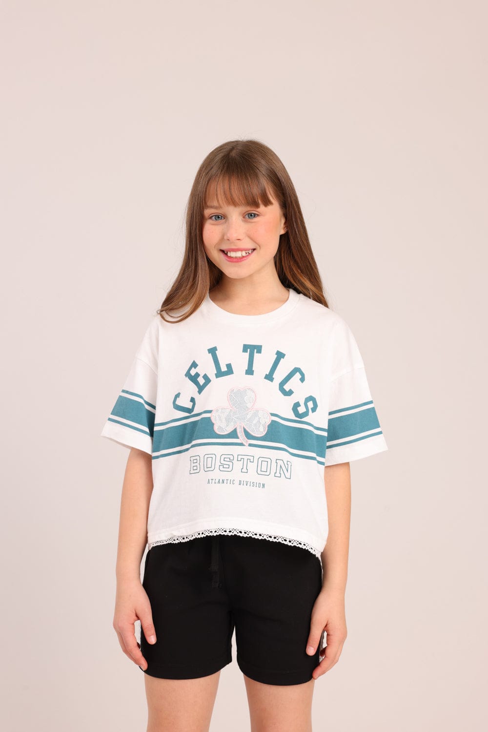 FOX בנות חולצה קצרה חולצה ממותגת NBA חולצה ממותגת NBA