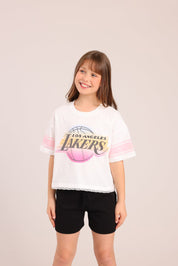 FOX בנות חולצה קצרה חולצה ממותגת NBA חולצה ממותגת NBA