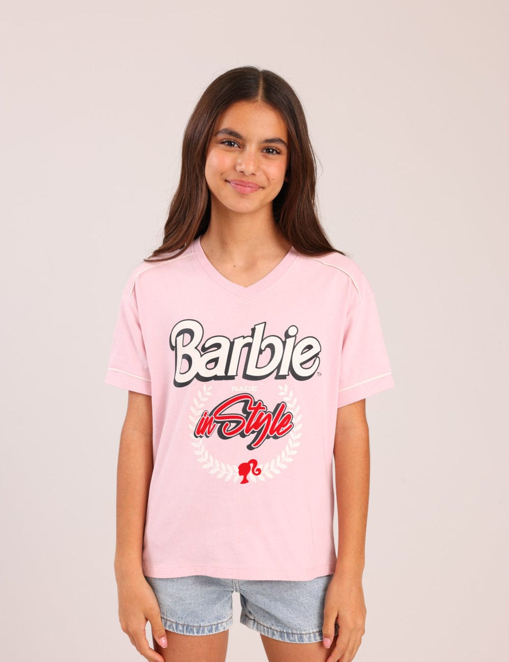 FOX בנות חולצה קצרה חולצה ממותגת ברבי חולצה ממותגת ברבי