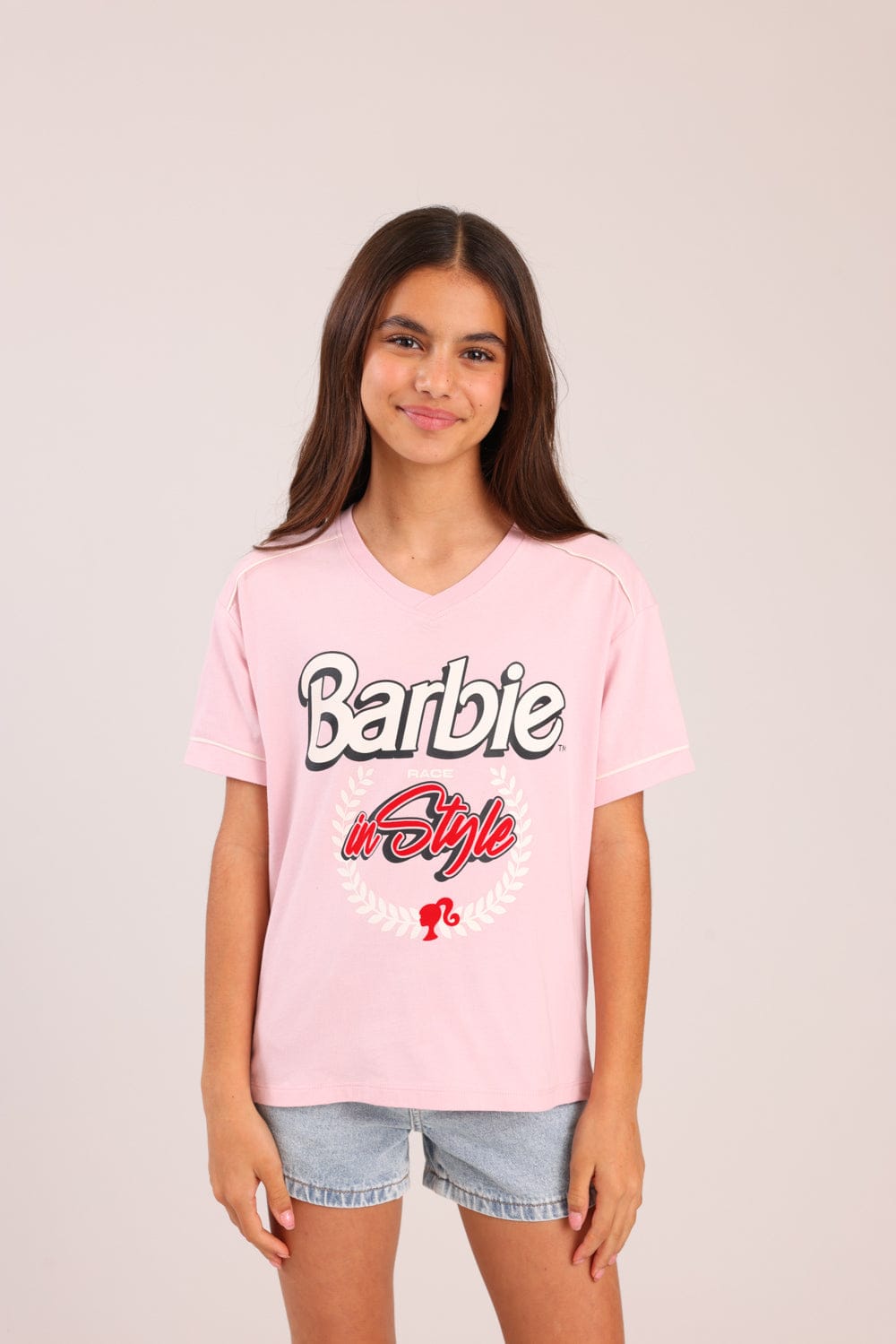 FOX בנות חולצה קצרה חולצה ממותגת ברבי חולצה ממותגת ברבי