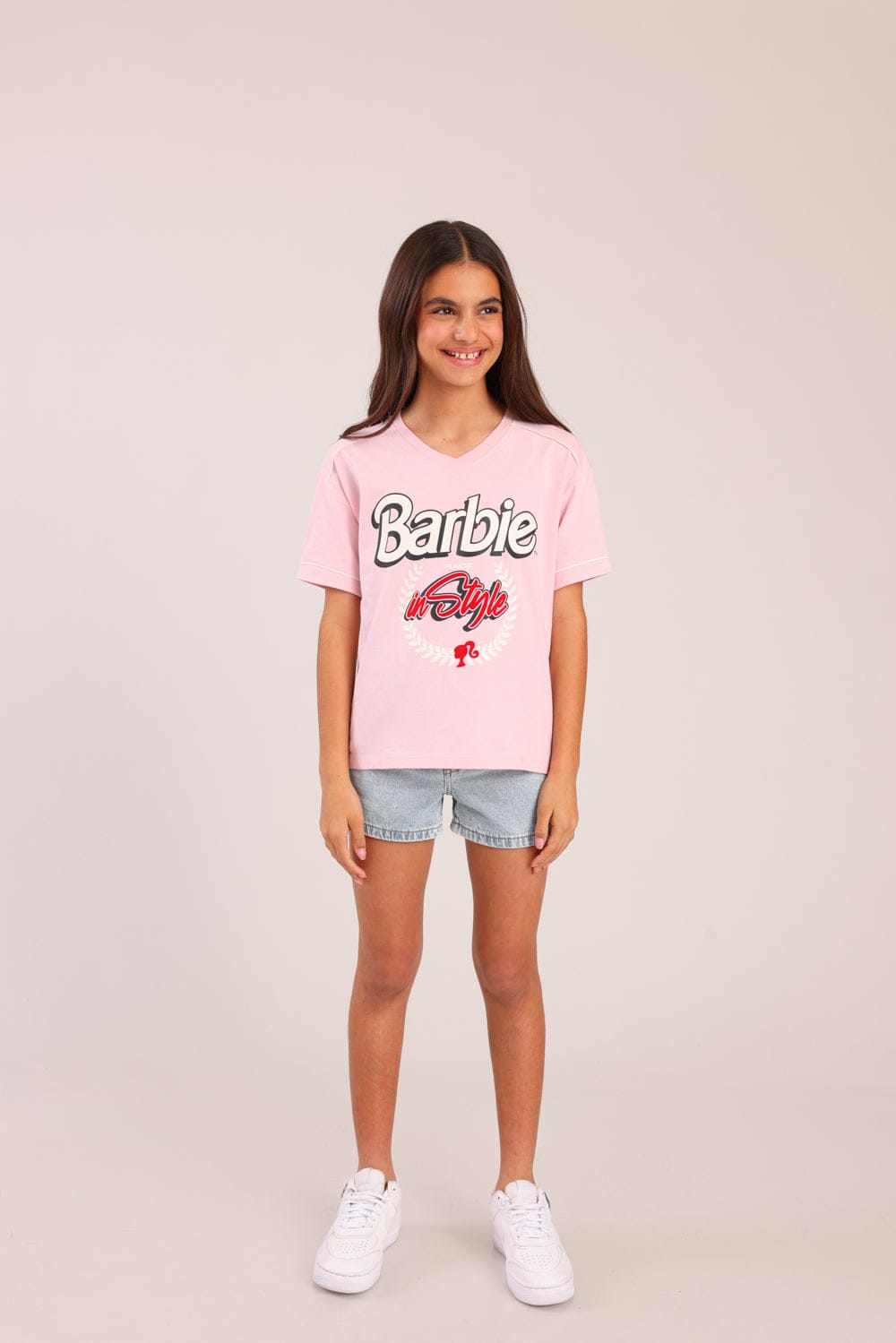 FOX בנות חולצה קצרה חולצה ממותגת ברבי חולצה ממותגת ברבי