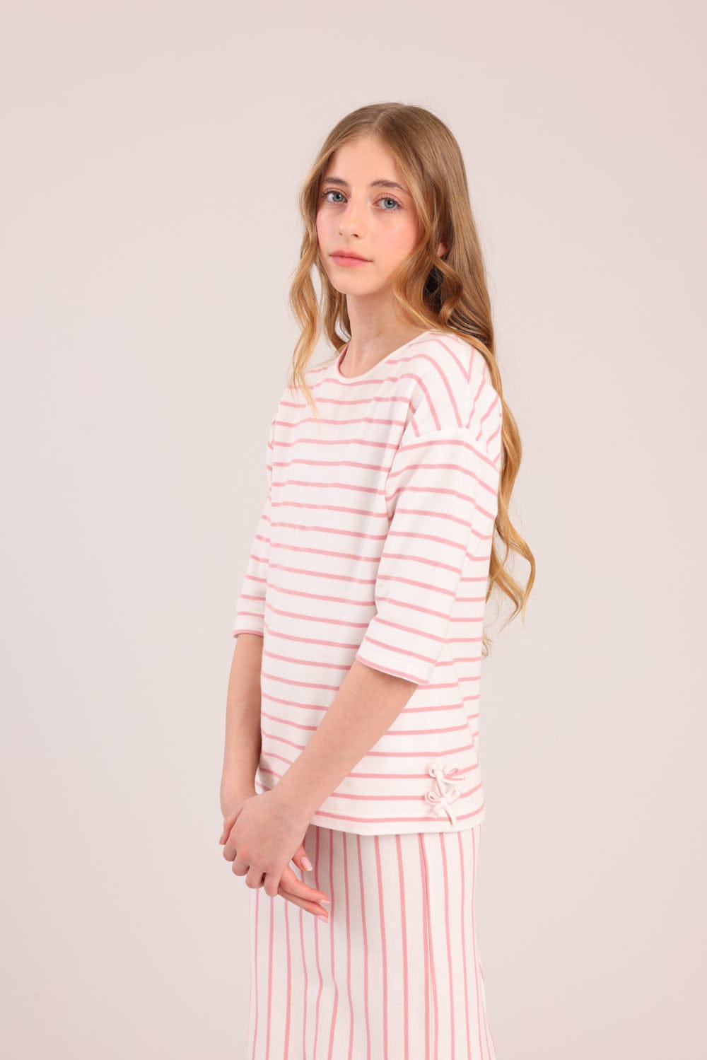 FOX בנות חולצה קצרה חולצה עם פסים חולצה עם פסים