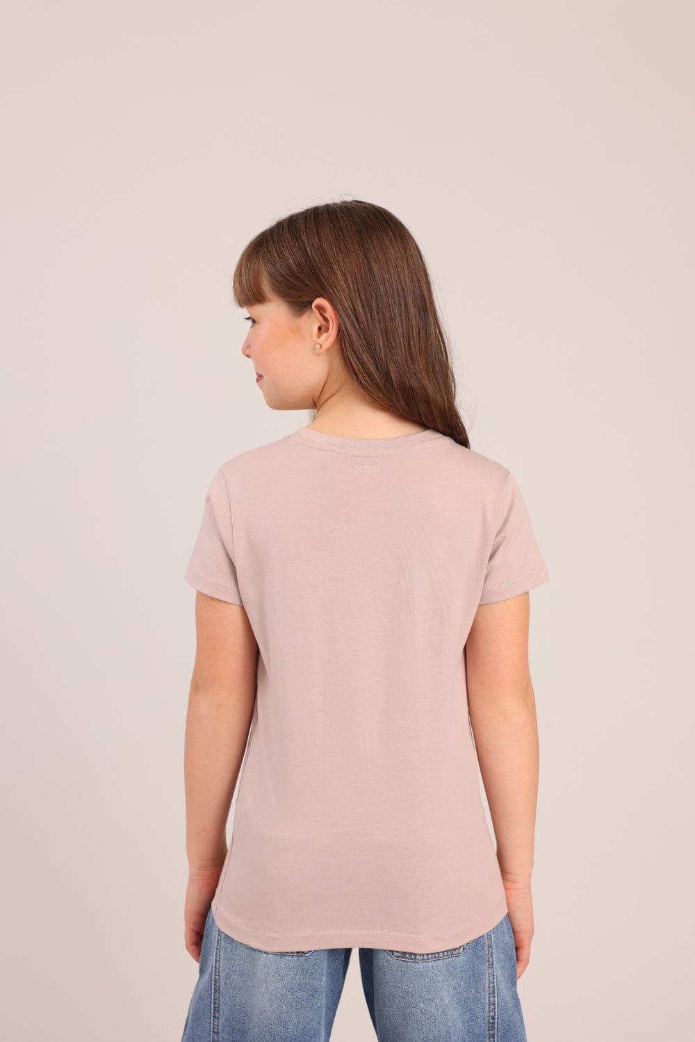 FOX בנות חולצה קצרה טישרט בייסיק צווארון V טישרט בייסיק צווארון V