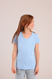 FOX בנות חולצה קצרה טישרט בייסיק צווארון V טישרט בייסיק צווארון V