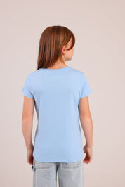 FOX בנות חולצה קצרה טישרט בייסיק צווארון V טישרט בייסיק צווארון V