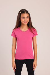 FOX בנות חולצה קצרה טישרט בייסיק צווארון V טישרט בייסיק צווארון V