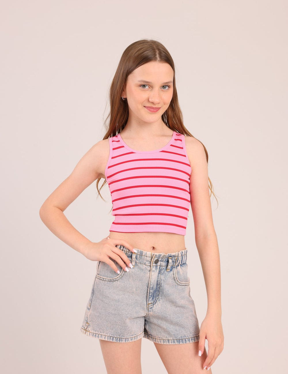 FOX בנות גופיה גופיית ריב פסים גופיית ריב פסים