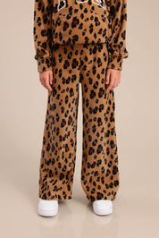 FOX בנות פליזים מכנסי פליז עם הדפס מנומר מכנסי פליז עם הדפס מנומר