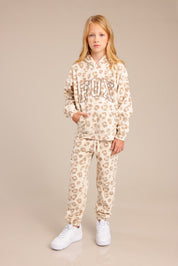 FOX בנות פליזים מכנסי פליס עם הדפס מנומר מכנסי פליס עם הדפס מנומר