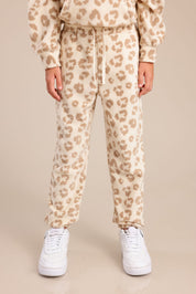 FOX בנות פליזים מכנסי פליס עם הדפס מנומר מכנסי פליס עם הדפס מנומר