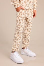 FOX בנות פליזים מכנסי פליס עם הדפס מנומר מכנסי פליס עם הדפס מנומר