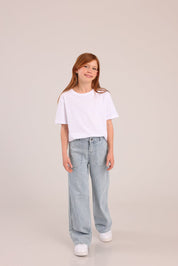 FOX בנות מכנסיים ארוכים מכנסי ג'ינס אוברסייז מכנסי ג'ינס אוברסייז