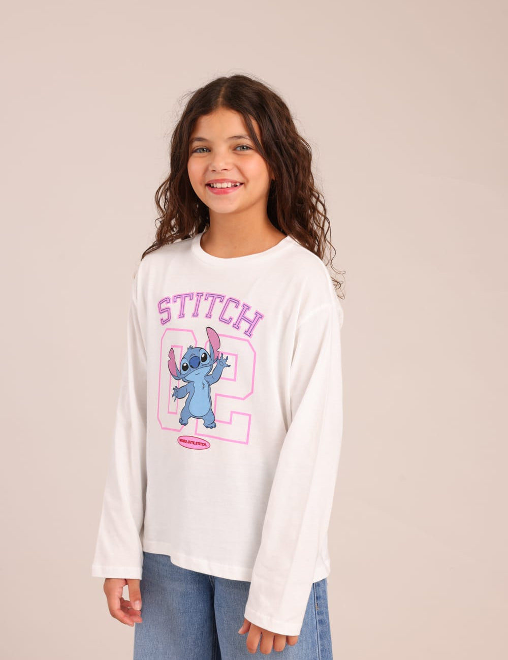 FOX בנות חולצה ארוכה חולצה ממותגת סטיץ' דיסני חולצה ממותגת סטיץ' דיסני