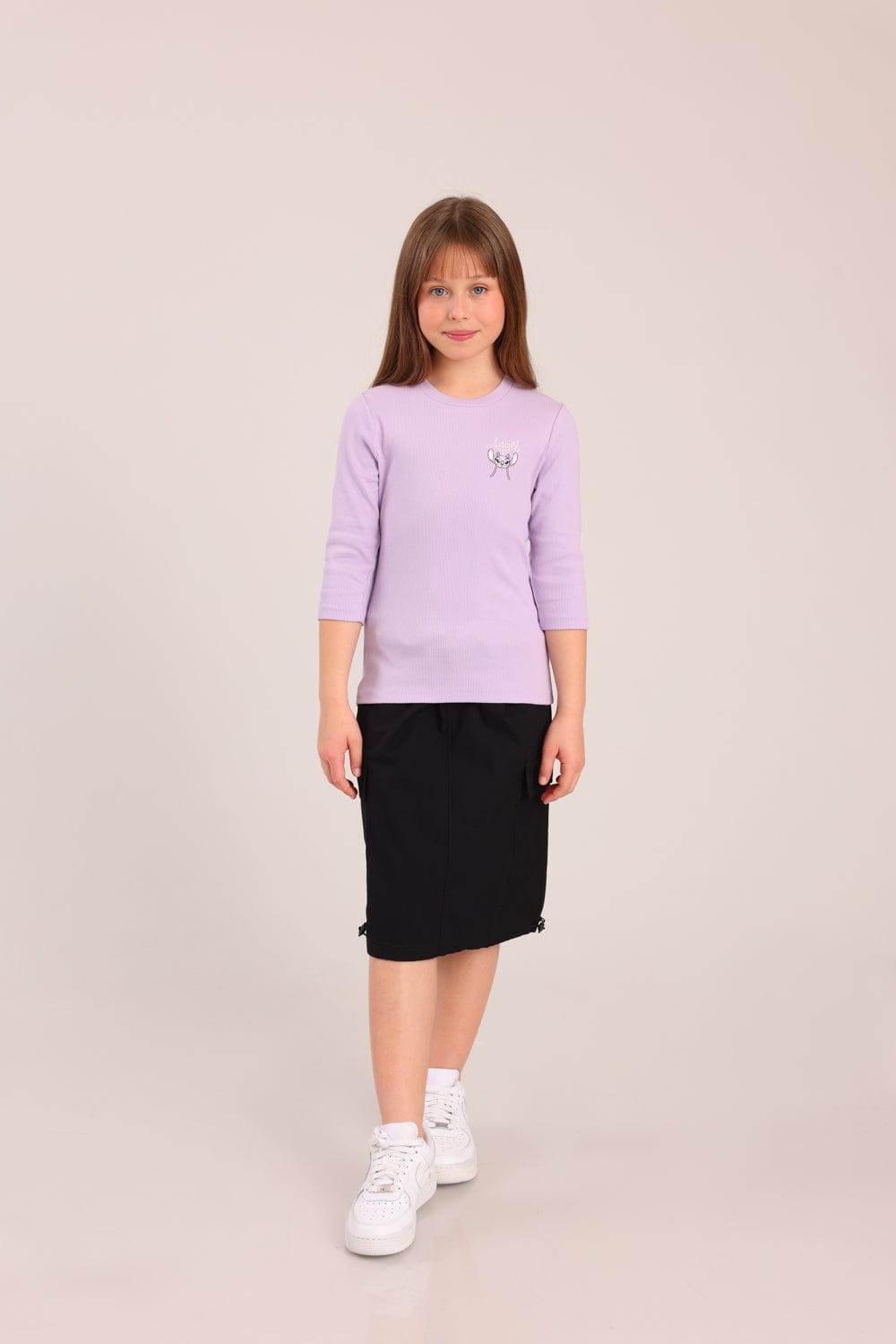 FOX בנות חולצה קצרה חולצה 3/4 ממותגת סטיץ' דיסני חולצה 3/4 ממותגת סטיץ' דיסני