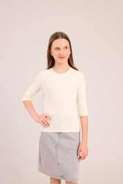 FOX בנות חולצה קצרה חולצת ריב 3/4 עם הדפס חולצת ריב 3/4 עם הדפס