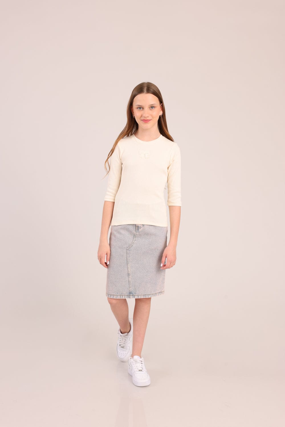 FOX בנות חולצה קצרה חולצת ריב 3/4 עם הדפס חולצת ריב 3/4 עם הדפס