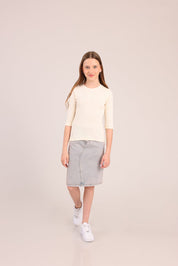 FOX בנות חולצה קצרה חולצת ריב 3/4 עם הדפס חולצת ריב 3/4 עם הדפס