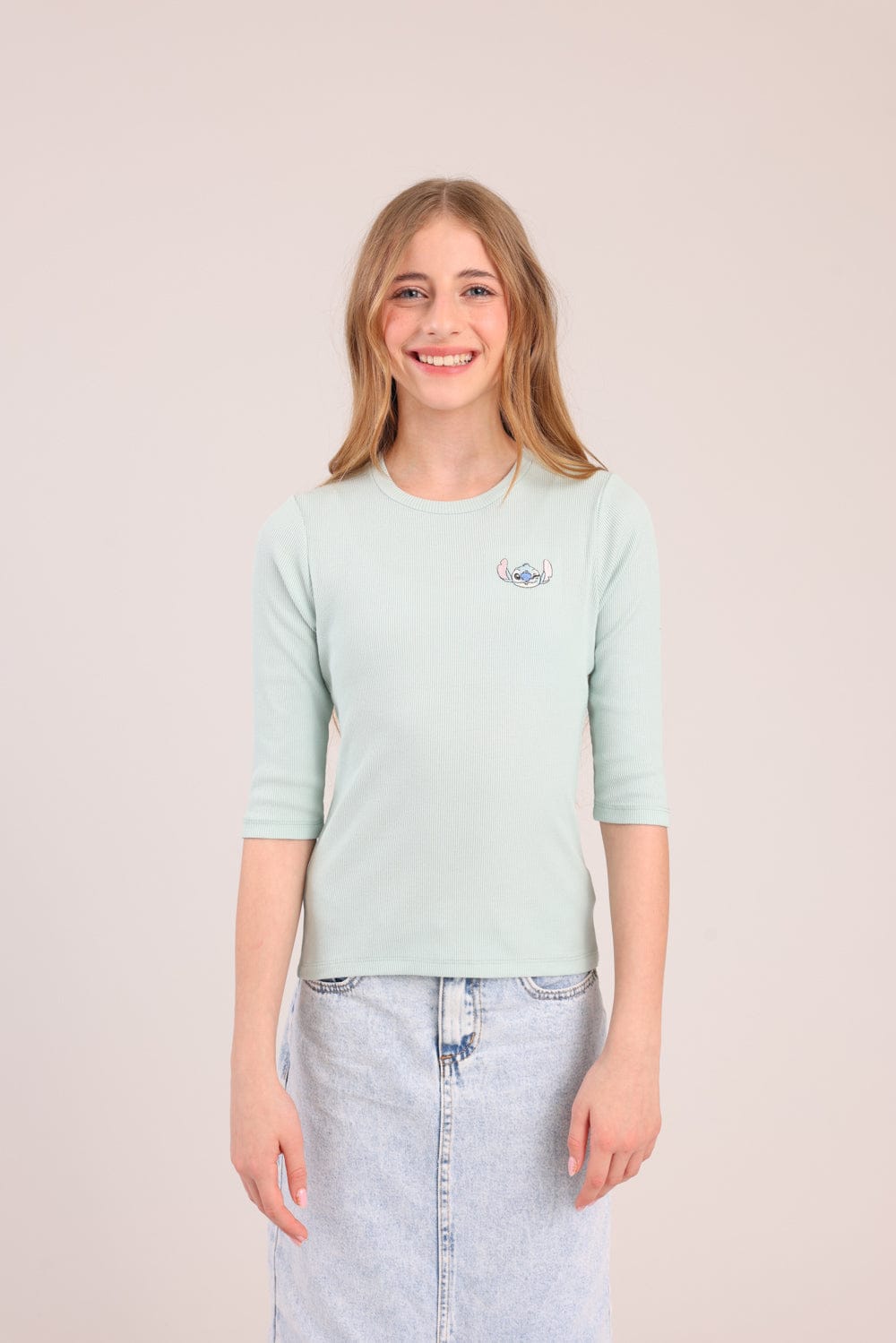 FOX בנות חולצה קצרה חולצה 3/4 ממותגת סטיץ' דיסני חולצה 3/4 ממותגת סטיץ' דיסני