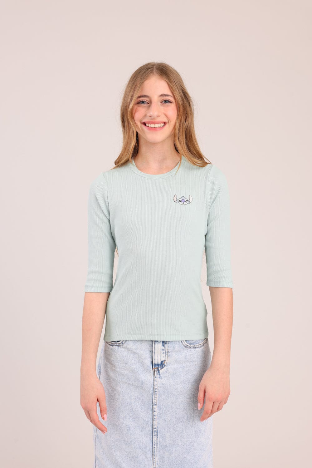 FOX בנות חולצה קצרה חולצה 3/4 ממותגת סטיץ' דיסני חולצה 3/4 ממותגת סטיץ' דיסני