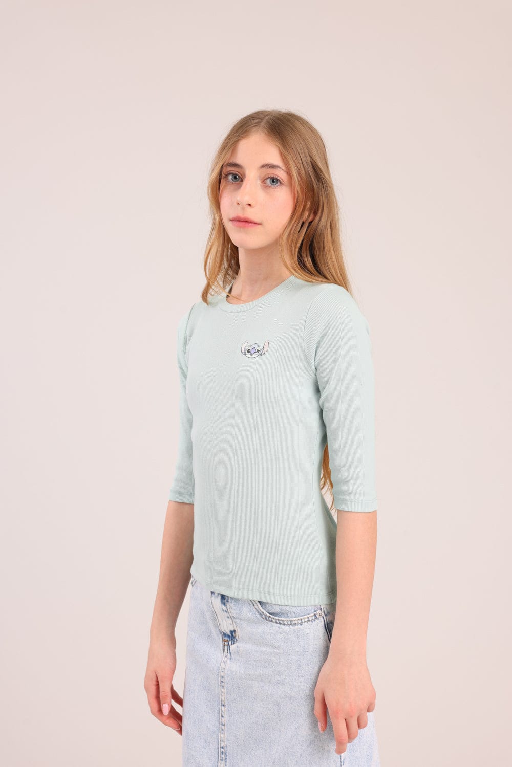 FOX בנות חולצה קצרה חולצה 3/4 ממותגת סטיץ' דיסני חולצה 3/4 ממותגת סטיץ' דיסני