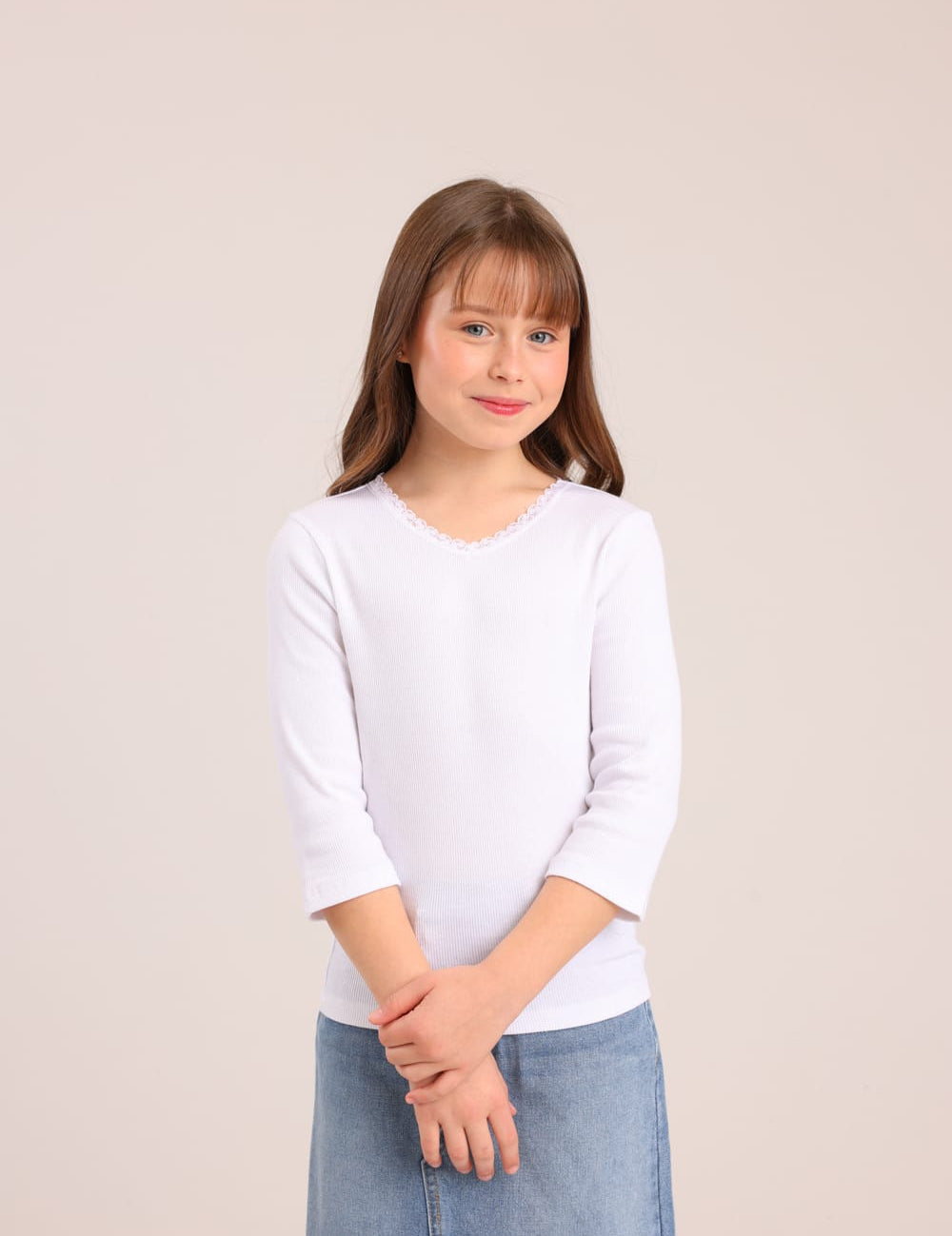 FOX בנות חולצה קצרה חולצת ריב חלקה חולצת ריב חלקה