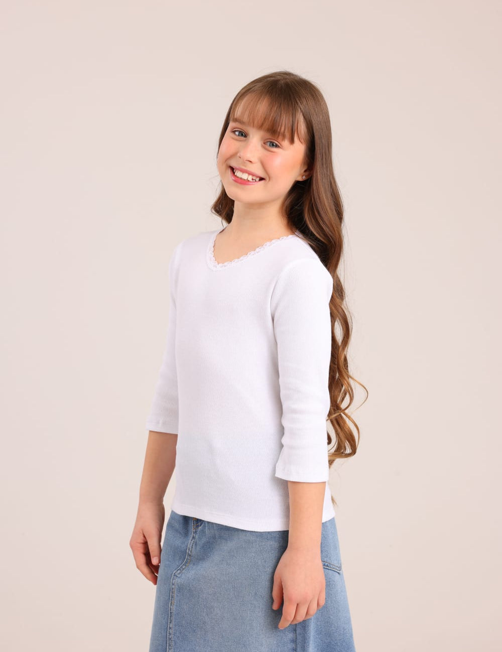 FOX בנות חולצה קצרה חולצת ריב חלקה חולצת ריב חלקה