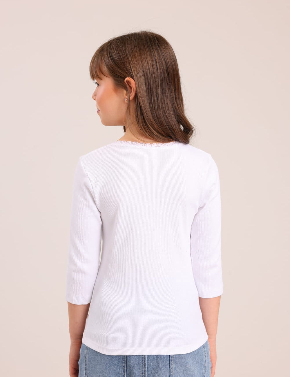 FOX בנות חולצה קצרה חולצת ריב חלקה חולצת ריב חלקה