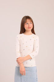 FOX בנות חולצה קצרה חולצה 3/4 עם הדפס חולצה 3/4 עם הדפס