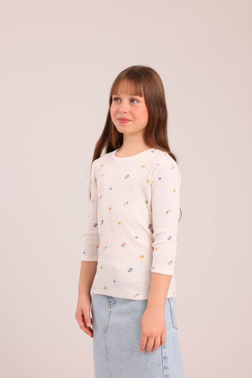 FOX בנות חולצה קצרה חולצה 3/4 עם הדפס חולצה 3/4 עם הדפס