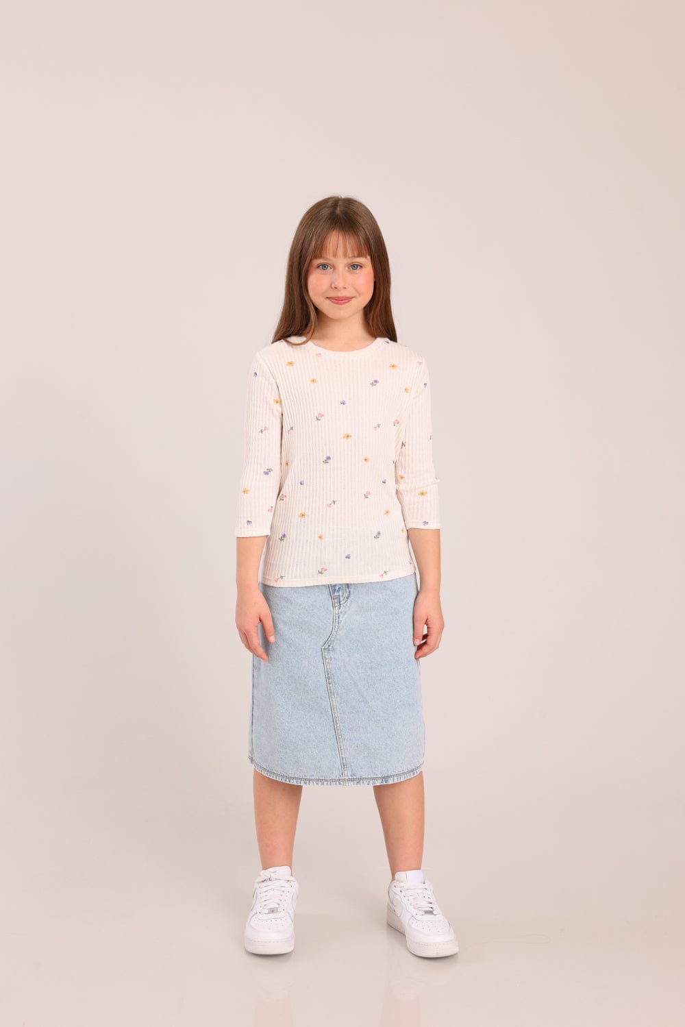 FOX בנות חולצה קצרה חולצה 3/4 עם הדפס חולצה 3/4 עם הדפס