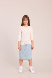 FOX בנות חולצה קצרה חולצה 3/4 עם הדפס חולצה 3/4 עם הדפס