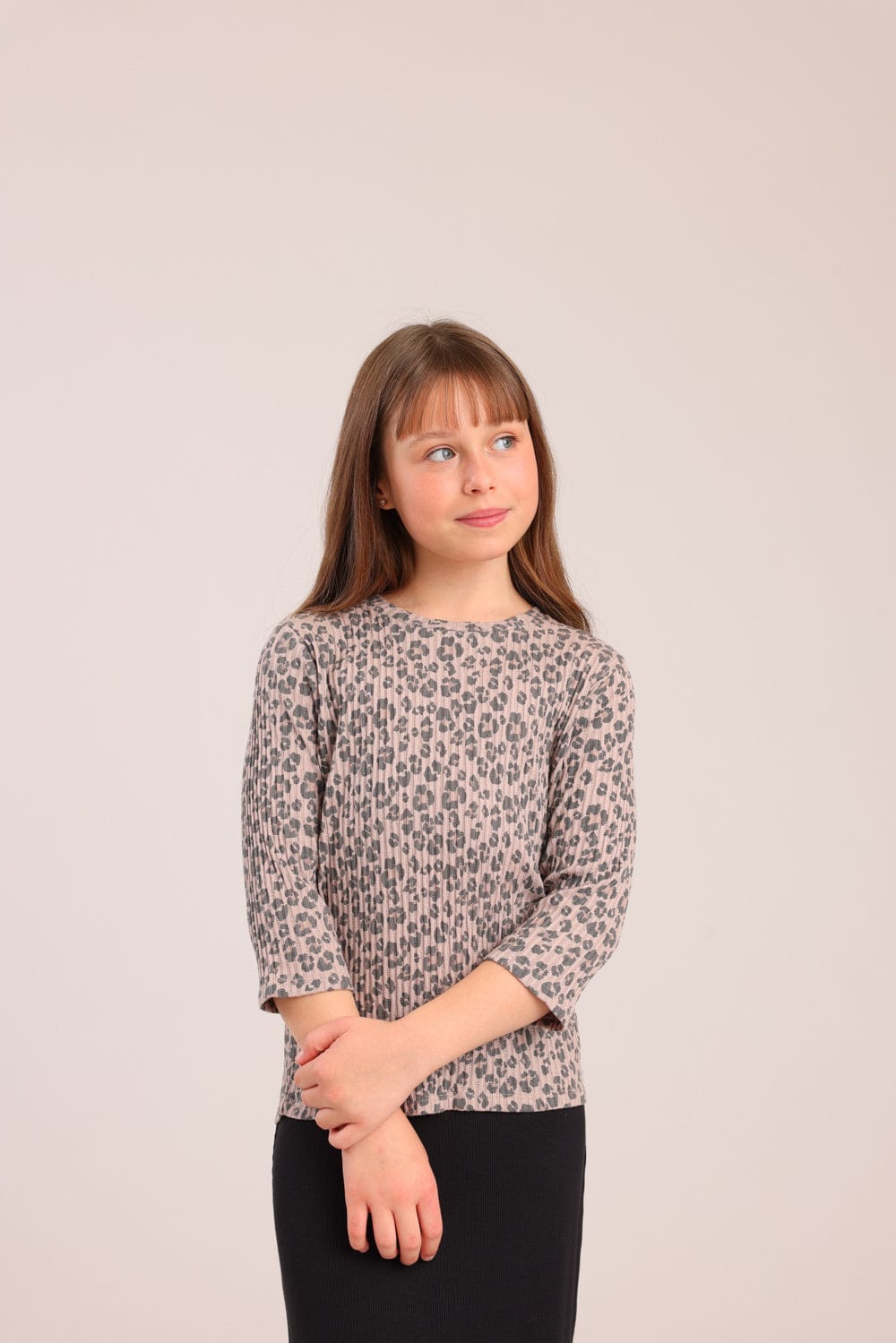 FOX בנות חולצה קצרה חולצה 3/4 עם הדפס חולצה 3/4 עם הדפס