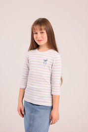 FOX בנות חולצה קצרה חולצה ממותגת סטיץ' דיסני חולצה ממותגת סטיץ' דיסני