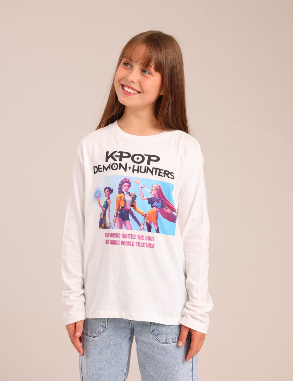 FOX בנות חולצה ארוכה חולצה ממותגת K-POP חולצה ממותגת K-POP