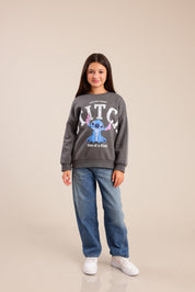 FOX בנות פוטרים חולצת פוטר ממותגת סטיץ' חולצת פוטר ממותגת סטיץ'