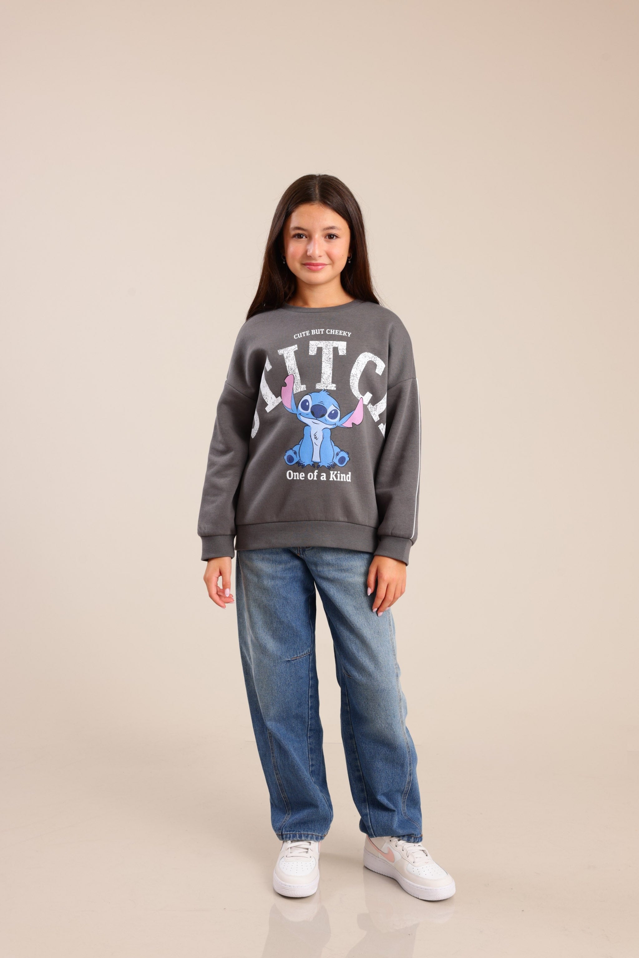 FOX בנות פוטרים חולצת פוטר ממותגת סטיץ' חולצת פוטר ממותגת סטיץ'