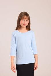 FOX בנות חולצה ארוכה חולצת בייסיק 3/4 חלקה חולצת בייסיק 3/4 חלקה